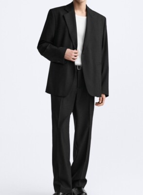 ZARA MEN WOOL BLEND SUIT JACKET BLACK SZ 38 4122/813