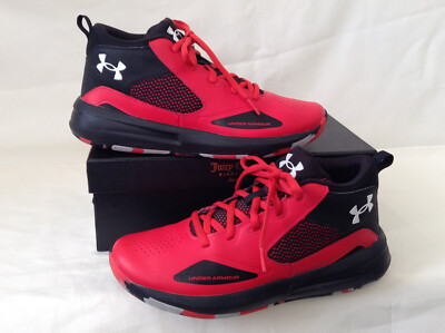 Size 6.5 Youth- Under Armour Lockdown 5 Red Black 3023533-601 Basketball Shoes