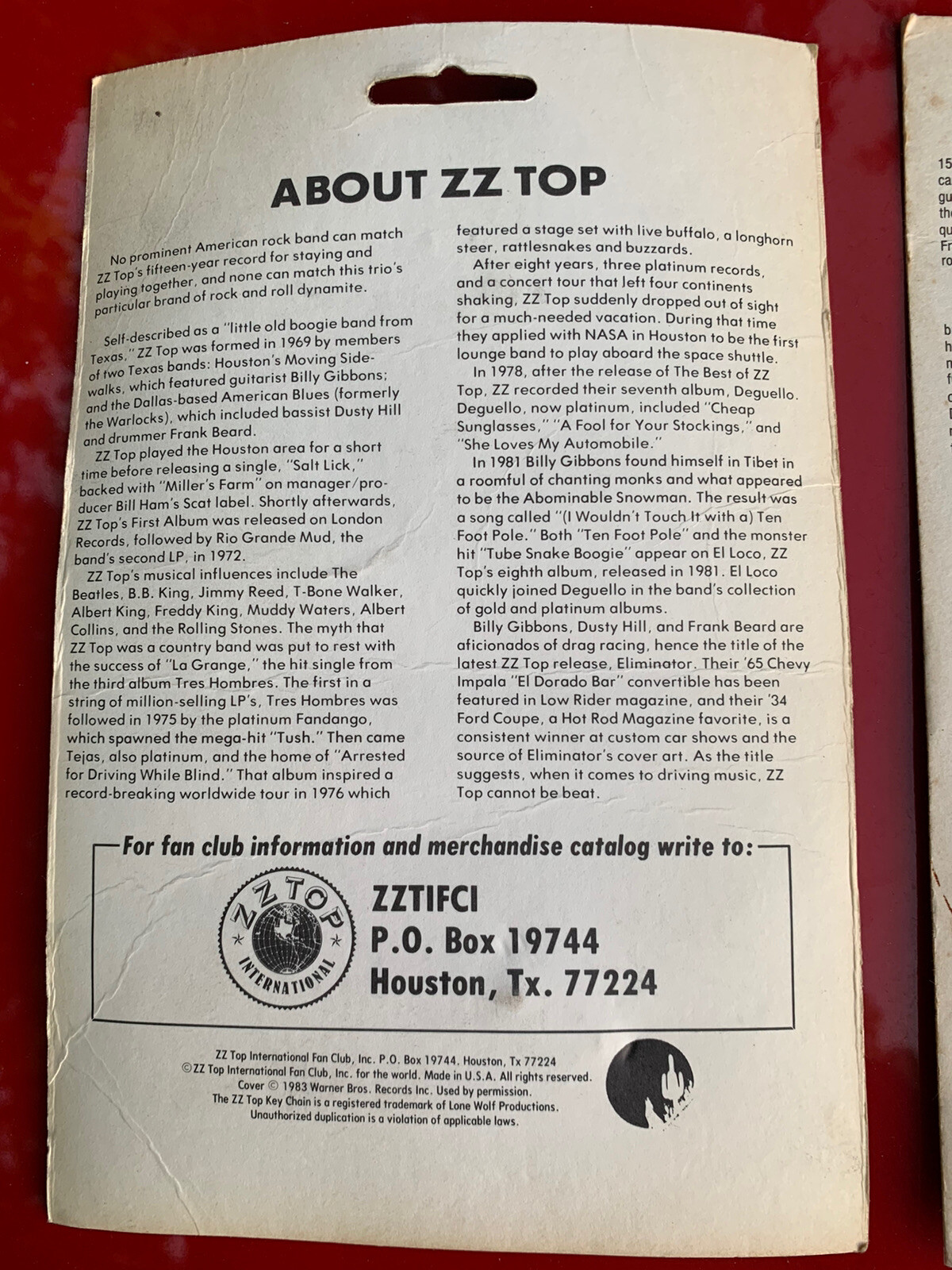 TWO RARE ZZ Top Key Chain Set / Memorabilia / Eliminator 33 Ford Coupe