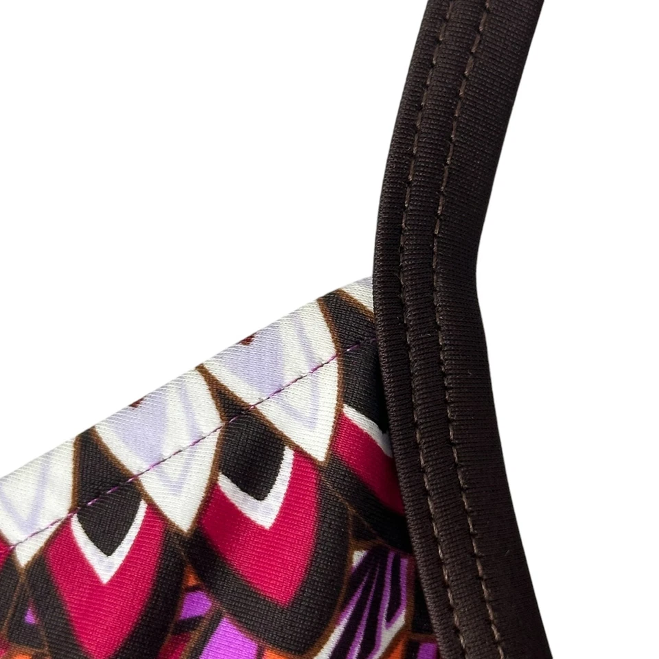 Camiseta sin mangas prAna S rosa púrpura geométrica para mujer traje de baño top tankini ajustable Foto 3 de 4