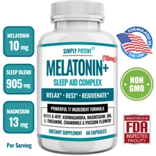 Natural Sleep Aid Pills - Melatonin 10mg w Multivitamins Multiminerals & Herbs