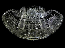 RARE AMERICAN BRILLIANT CRYSTAL CUT GLASS HEAVY 8" BOWL SAW TOOTH EDGE FINE+ 6.5