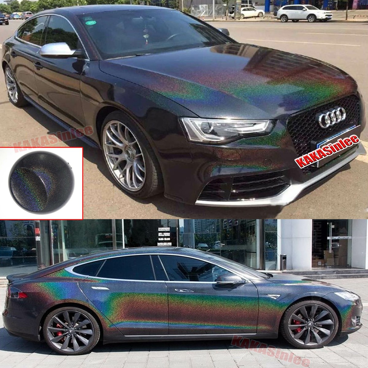 Black - Car Hood Iridescence Pearl Glossy Chameleon Laser Vinyl