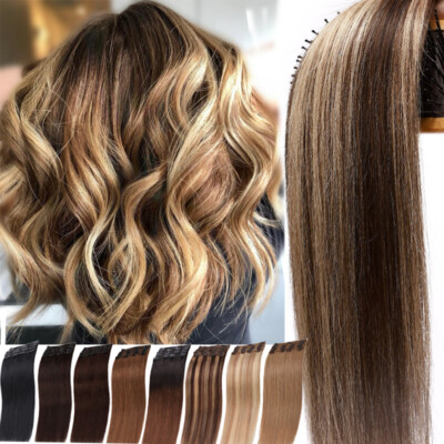 Full Head Double Weft Clip in Remy Human Hair Extensions Weave THICK 170G 20 22''