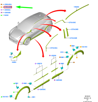 FORD PUMA Radkasten hinten rechts hinten Zierleiste 2498282 NEU 