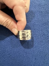 Vintage 925 Sterling Silver 925 Signed NF Chapal Wide Hammered Band Ring Size 10