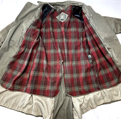 VTG Hunting Horn J Riggings Insulated Zip Out Liner Rain Trench Coat Men L Green