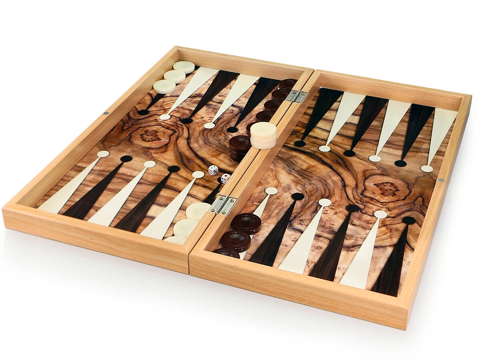 Luxus Backgammon Tavla Dama XXL Gesellschaftsspiele Familienspiel Oliven - Bild 3 von 4