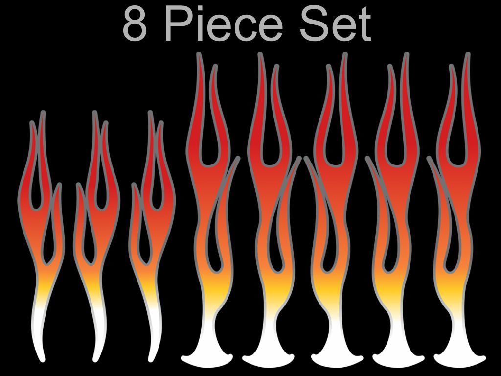 Flame decals - Old School 8pc kit - for Harley Davidson Gas Tank