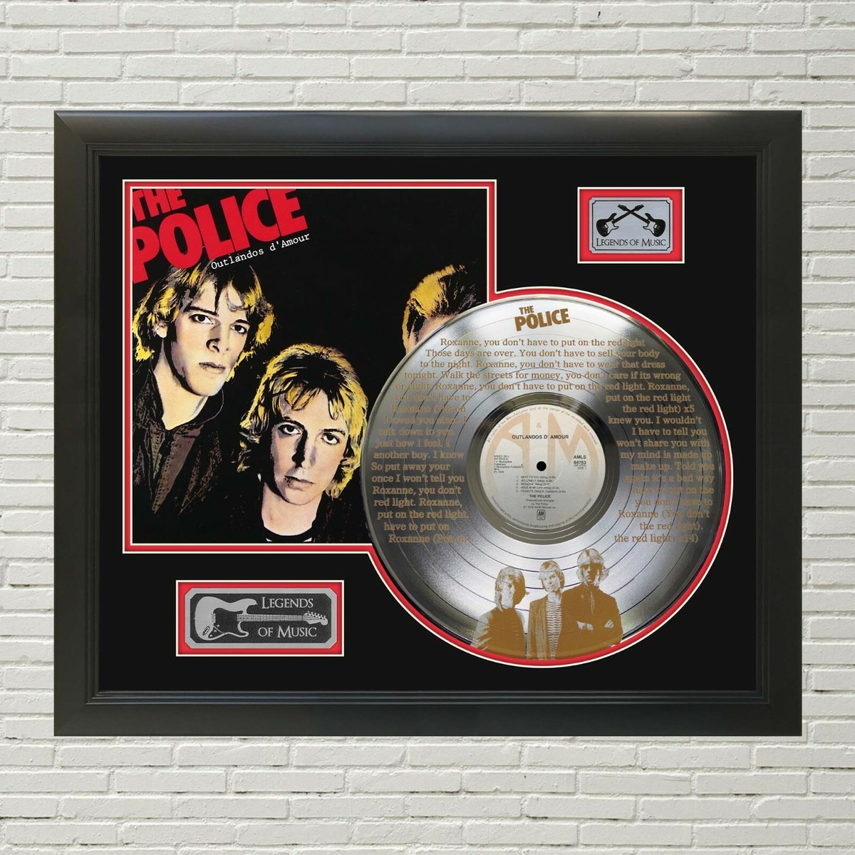 Police - Roxanne laser etched limited edition framed silver record