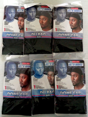 Proclaim Wave Dome Cap and Du Rag Lot Black One Size Ultra Stretch Lot of 6 NEW