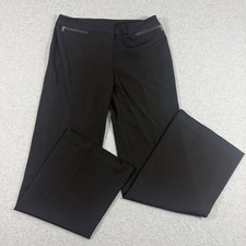 Tahari Pants Womens 12 Black Wide Leg Dress Slacks Zip Pocket Stretch Career