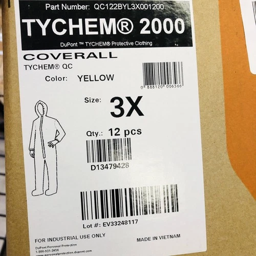 Dupont Tychem 2000 Hazmat Coverall Suit 3XL Hooded Yellow QC122BYL3X001200 1pk image 3