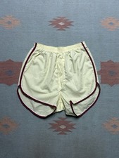 Vintage 70s Grants gym shorts yellow red poly cotton athletic NOS women  s small