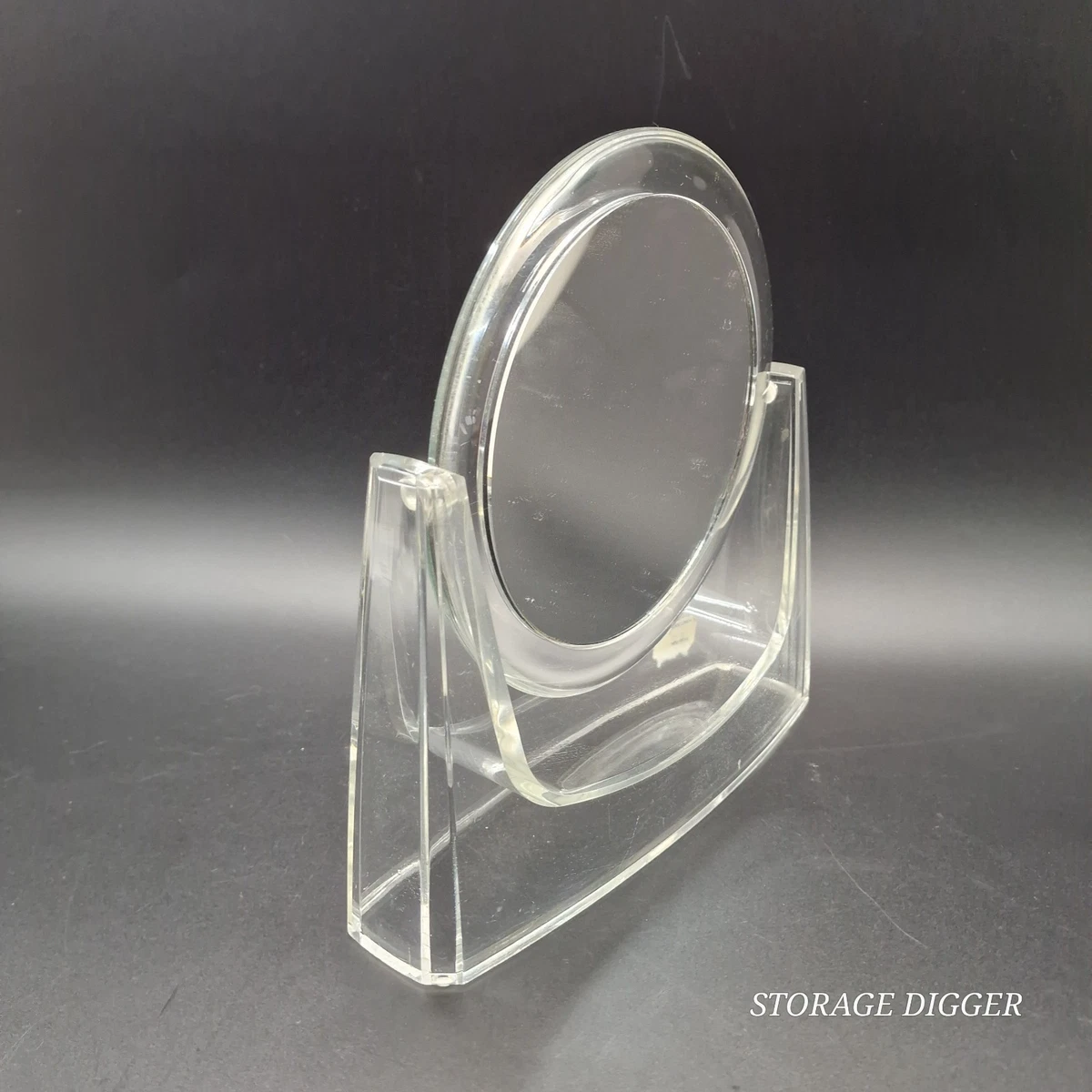 Vintage Lucite Tabletop Vanity Mirror Double Sided Swivel Mid-Century Modern