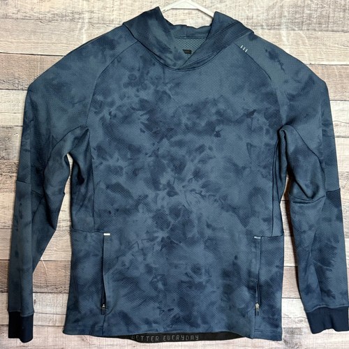 Lululemon Textured Tech Hoodie Mens Medium Blue Diamond Dye Performance