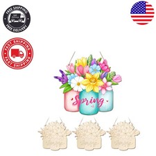 Large Unfinished Spring Flower Wooden Ornaments - Perfect for Kids  Adults