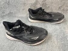 Hoka One One Shoes Womens 11 B Clifton 9 Black White Running Jogging