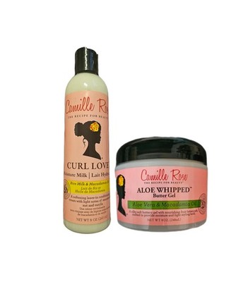 Camille Rose Curl Love Moisture Milk Leave-In Conditioner 8oz & Aloe Whipped Gel