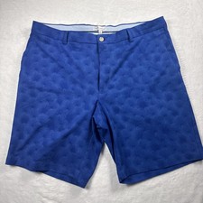 Peter Millar Blue Floral Print 38x9" Performance Stretch Chino Golf Shorts NWOT