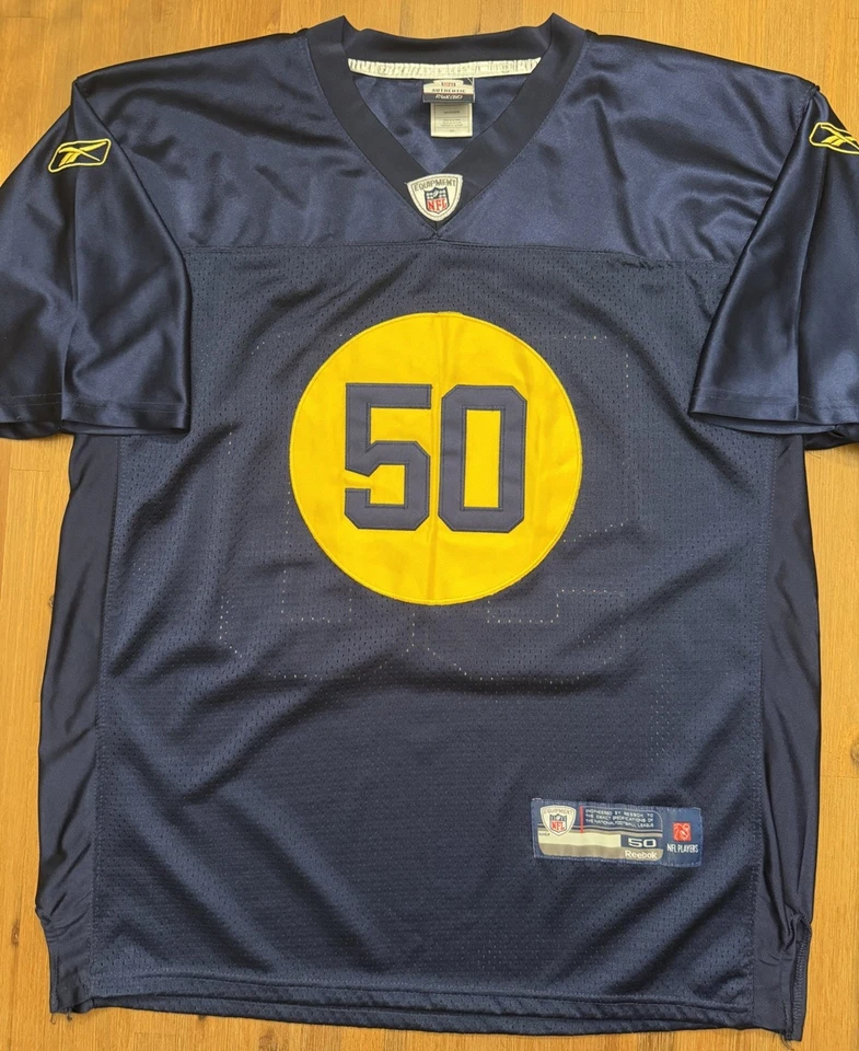 Футболка AJ HAWK REEBOK Green Bay Packers NFL темно-синяя и золотистая 1929 ретро для взрослых 50 - Изображение 2 из 4