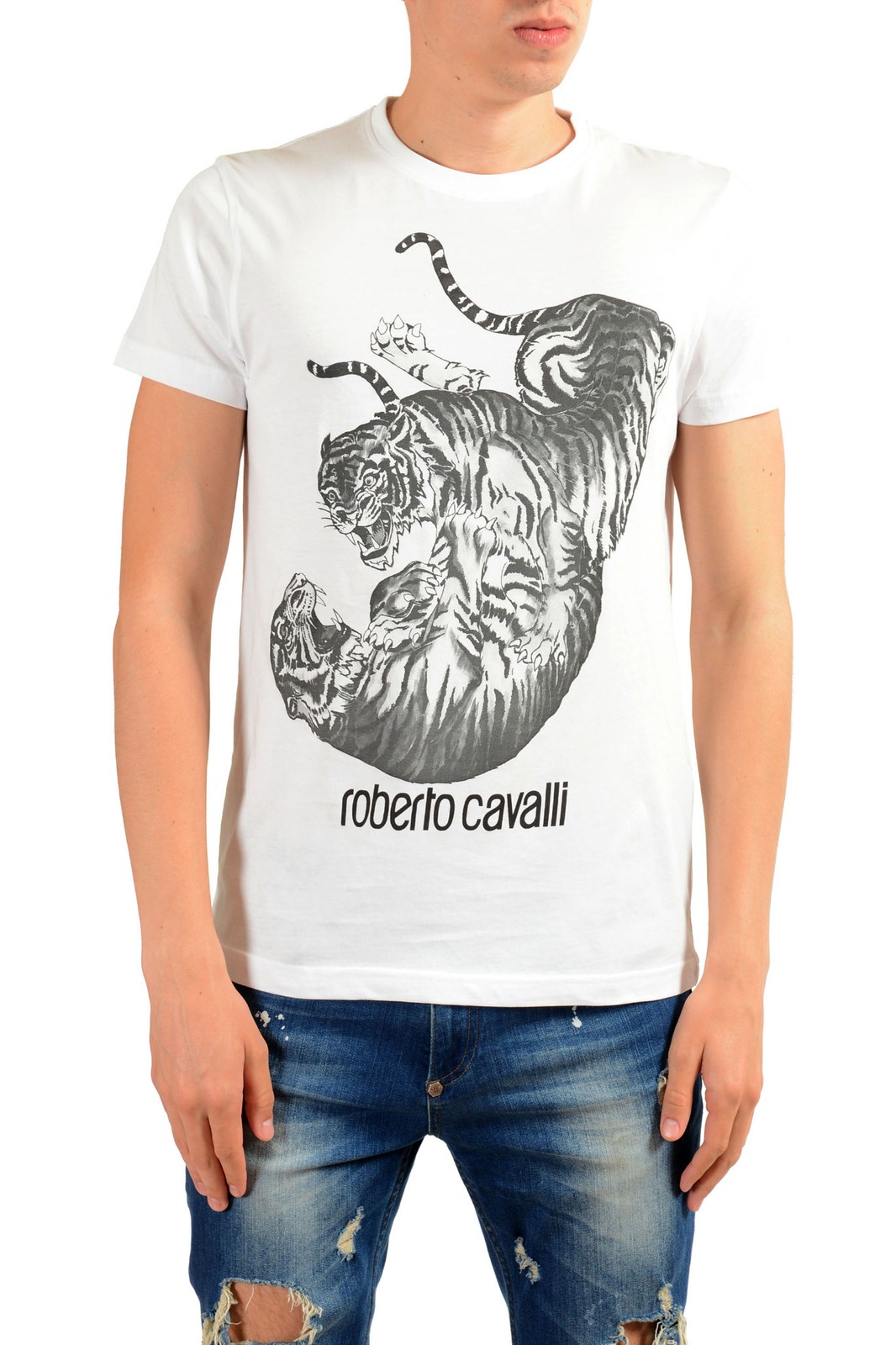 Roberto Cavalli Мужская белая футболка с графическим принтом Размеры S M L XL 2XL 8290₽