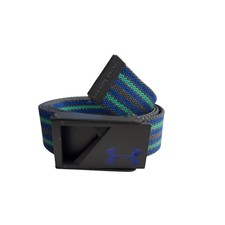Under Armour Range Webbing Golf Belt Gray Blue Green Stripe Cut-Out Buckle