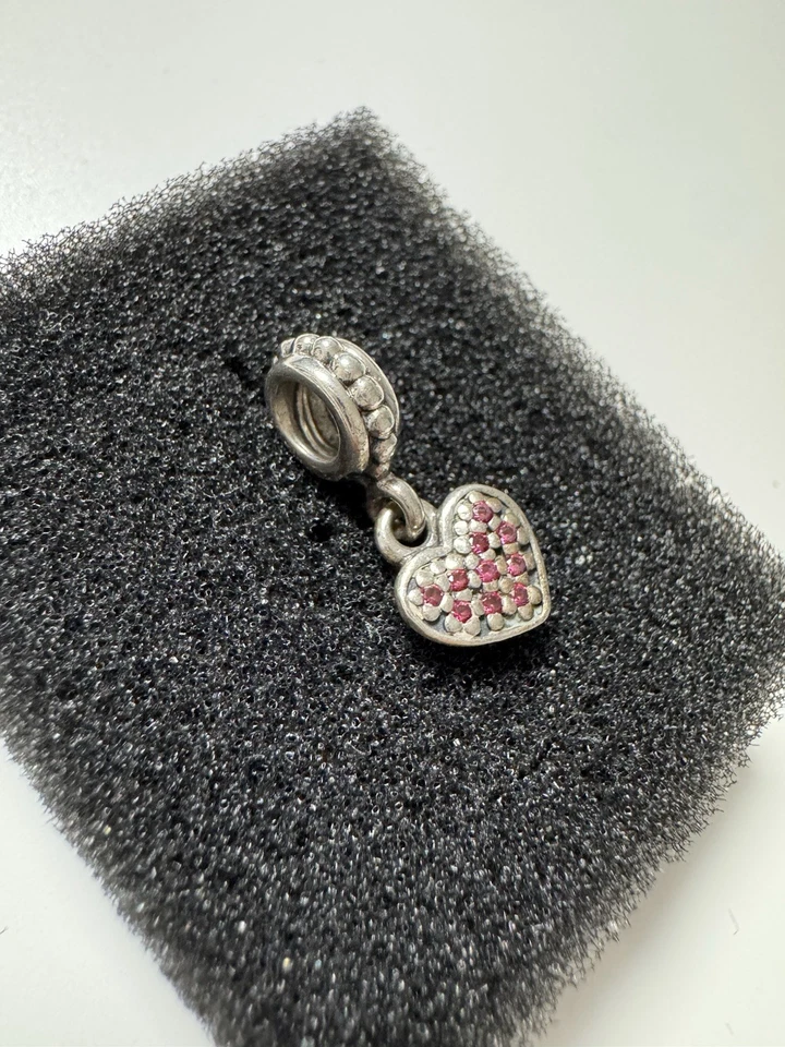 Pandora Charm Anhänger Red Pavé Heart 791023CZR 925 Sterling Silber Zirkonia - Bild 2 von 4