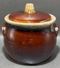 Vintage Hull Brown Drip Bean Pot Casserole With Lid Oven Proof USA Stoneware