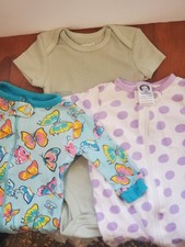 Baby lot of 3 sleepers size 0-3 months, 2 zip up, all different brands
