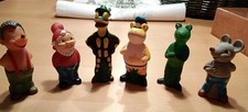 6 Lurchi und Freunde Salamander Figuren, 60/70er Jahre, aus Weichgummi