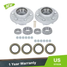 For 5200-6000lbs Spindle W/ Trailer Bearing Kit 2 Set Galvanized Trailer Hub Kit