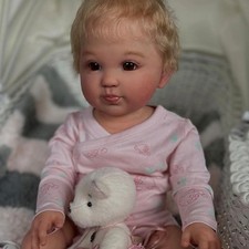 28inch Reborn Baby Doll Artist Finished Toddler Girl Handmade Rooted Hair Toy