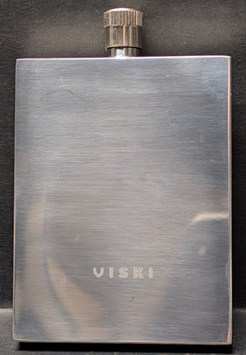 Viski Slim Flask 3 oz Stainless Steel Pocket Hip Flask 4.5'' x 3'' x .5'' VGC