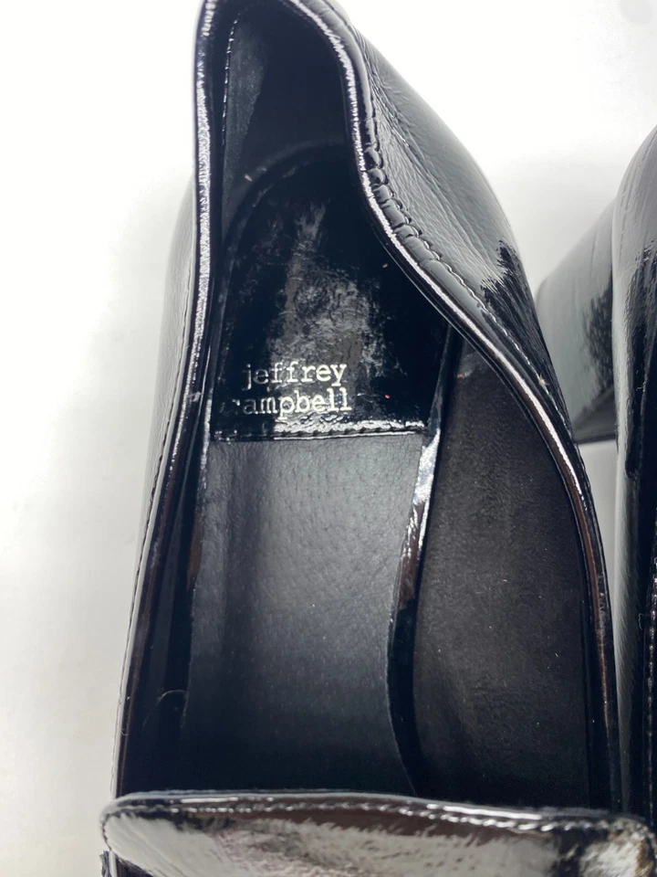 Zapato Jeffrey Campbell para mujer Archive charol arrugado tacón bloque dorado talla 9 Foto 3 de 4