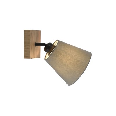JUST LIGHT LED Wandleuchte Holz natur 1-flammig Stoffschirm Textilschirm