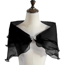 Fashion Tulle Lace Shawl Lace Short Sleeve Shrug Bridal Wedding Cape Elegant Eve
