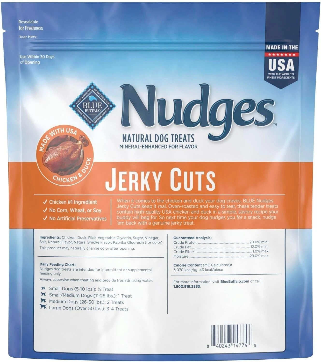 Back view of Blue Buffalo Nudges