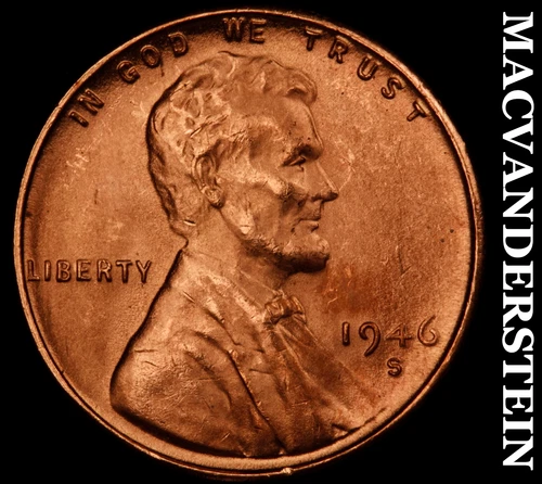 1946-S Lincoln Wheat Cent- Choice Gem Brilliant Uncirculated Luster #J1976