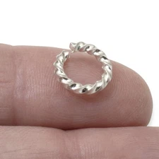 Large Bright Silver Rope Jump Rings: 10-Pack Charm Necklace Connectors