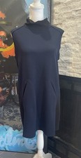 Zara Retro Mod Inspired Shift Dress Blue And Black Size Small Front Pockets