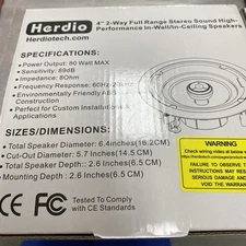 Herdio Speaker HCS418 4”  Ceiling Speaker 80 Watt - Pair/ac