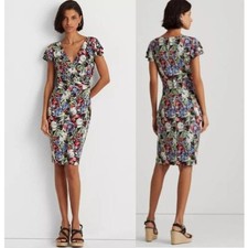 Lauren Ralph Lauren Floral Surplice Jersey Dress in 8 Petite