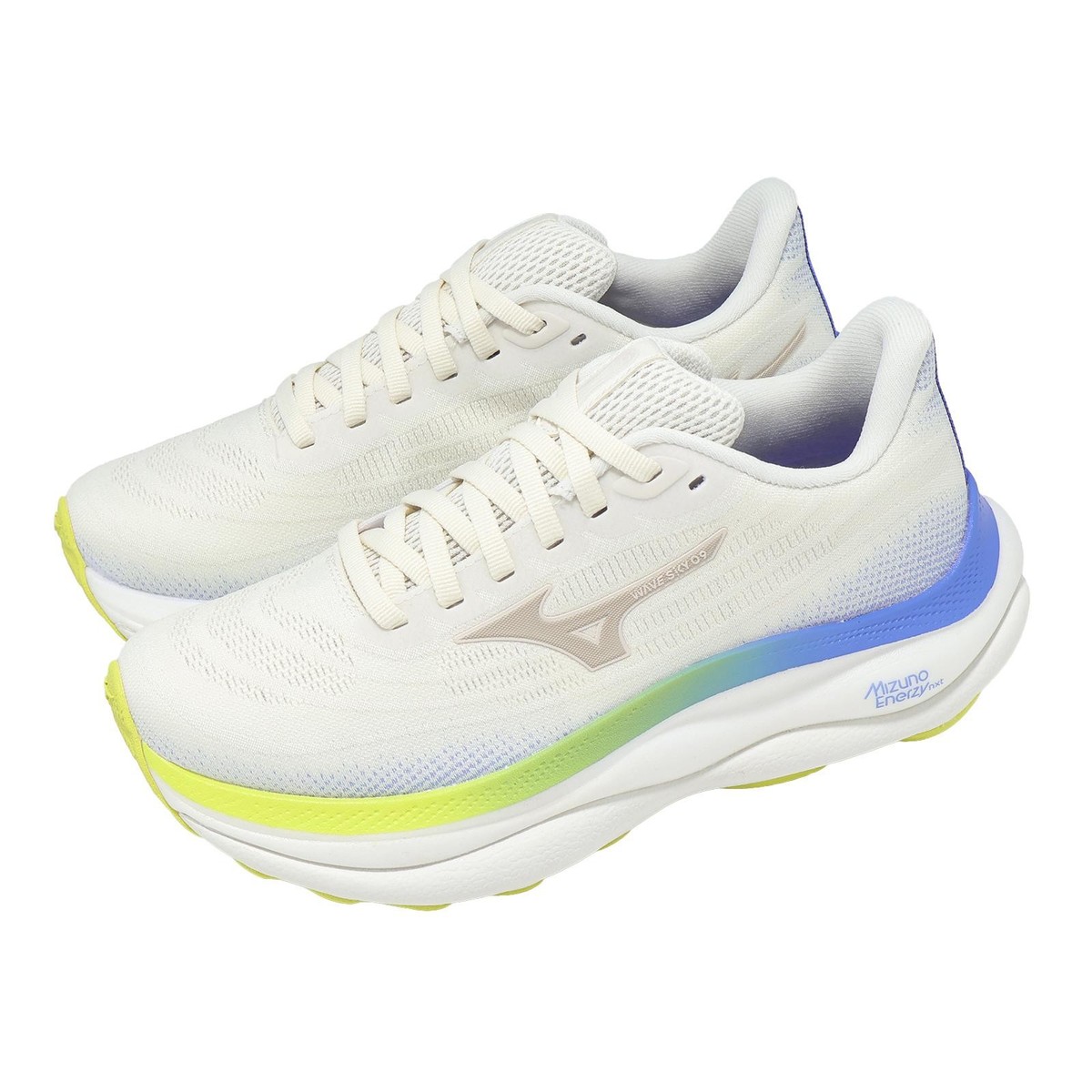 Mizuno Wave Sky 9 Super Wide Ivory Blue Women Road Running Shoes