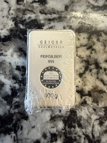 100 Gram Geiger Edelmetalle  .999 Fine Silver Bar Ingot