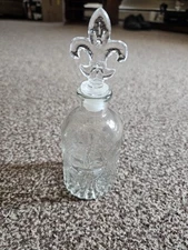 Clear Decorative Bottle with Lid Fleur Di Lis