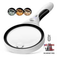 Rechargeable Magnifying Glass with Light - 10x 20x 45x Handheld Lighted