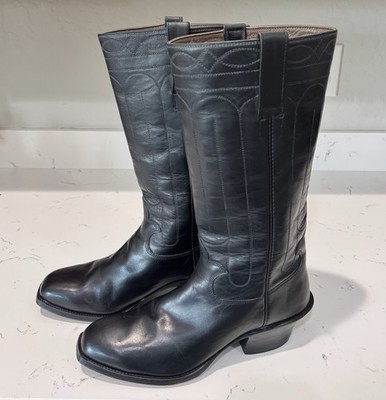 David Espinoza Phoenix AZ Custom Handmade Tall Black Cowboy Boots Size 10