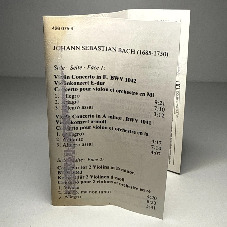 Bach, I Musici, Michelucci Violin Concerto Cassette Tape album (Philips 1989) - Image 2 of 4