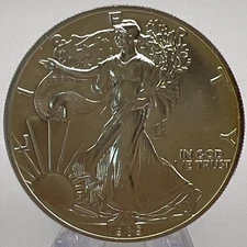 1989 American Silver Eagle - .999 Pure Silver No Spots - Bright White In Capsule
